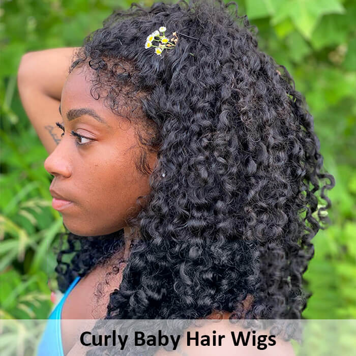 Type 4C Kinky Edge Deep Wave HD Lace Wig Pre Plucked Glueless Human Hair Wigs With Curly Edges