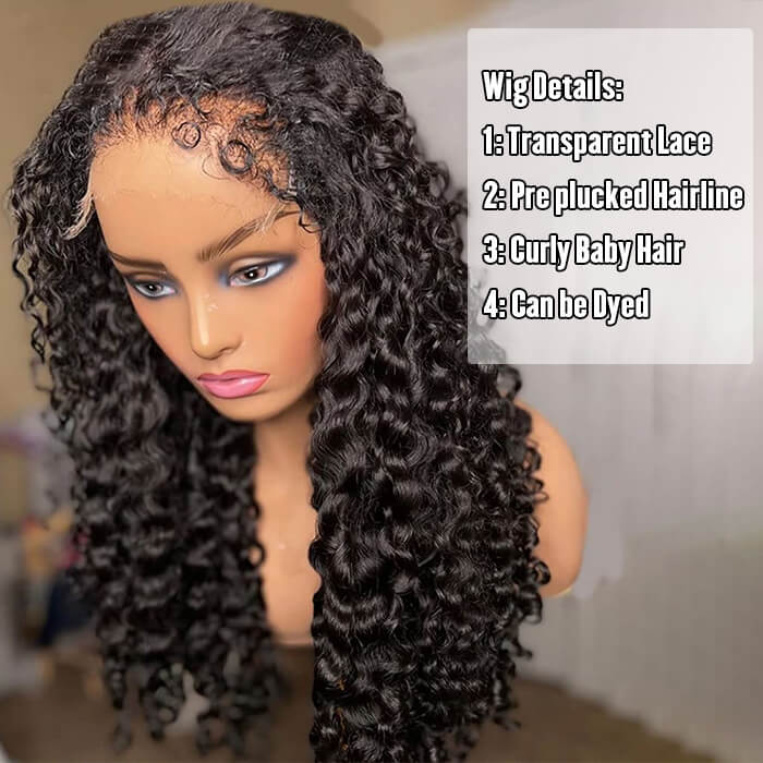 Type 4C Kinky Edge Deep Wave HD Lace Wig Pre Plucked Glueless Human Hair Wigs With Curly Edges