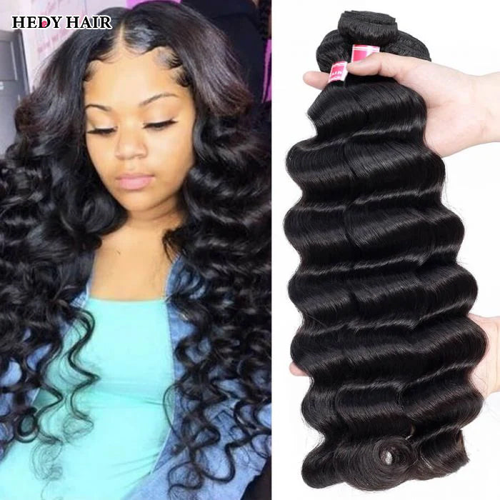 Hedy Loose Deep Wave Virgin Human Hair Weft 3 Bundles 100% Unprocessed Virgin Human Hair Extension