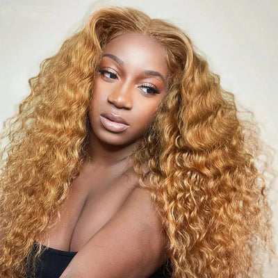 Hedy Hair #27 Honey Blonde Deep Wave HD Lace Front Wigs High Density