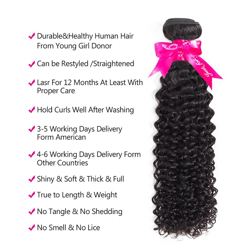 Kinky Curly Virgin Hair Weave 3 Bundles With 13*4 Lace Frontal