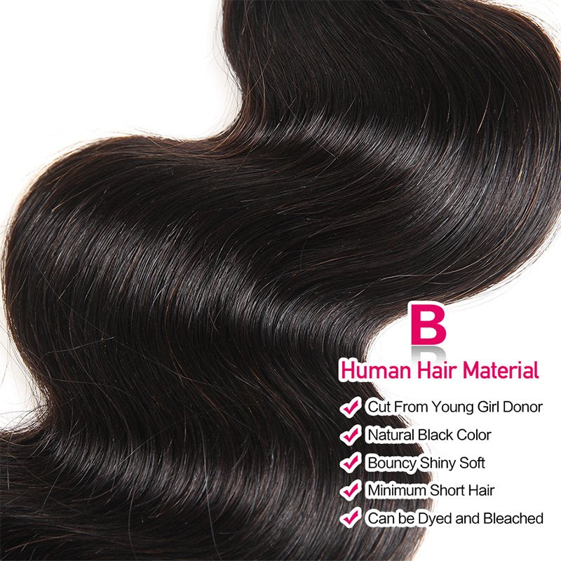 Body Wave Virgin Hair Weave 3 Bundles With 13*4 Lace Frontal