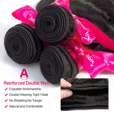 Body Wave Virgin Hair Weave 3 Bundles With 13*4 Lace Frontal
