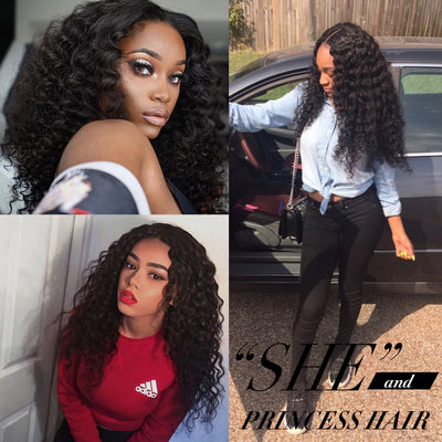 Deep Wave Human Hair 3 Bundles With 4x4 Lace Closure
