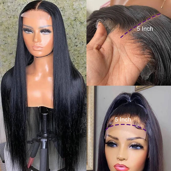 5x5 HD Lace Closure Wigs Straight Pre Plucked Lace Front Human Hair Wig