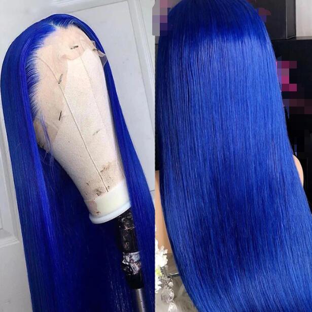 Klein Blue Straight HD Lace Front Wig Glueless Human Hair Wig