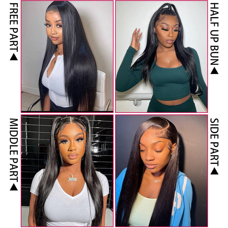 Real HD Lace Wigs Glueless Straight Human Hair 13x4 Lace Front Wigs Pre Plucked