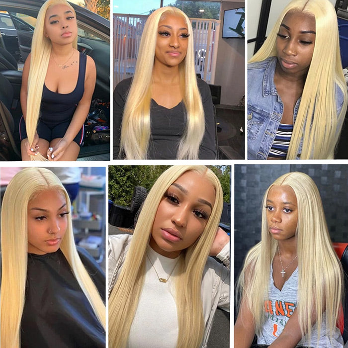13x4/13x6 613 Blonde Lace Frontal Wig Bone Straight Lace Wigs Preplucked With Baby Hair