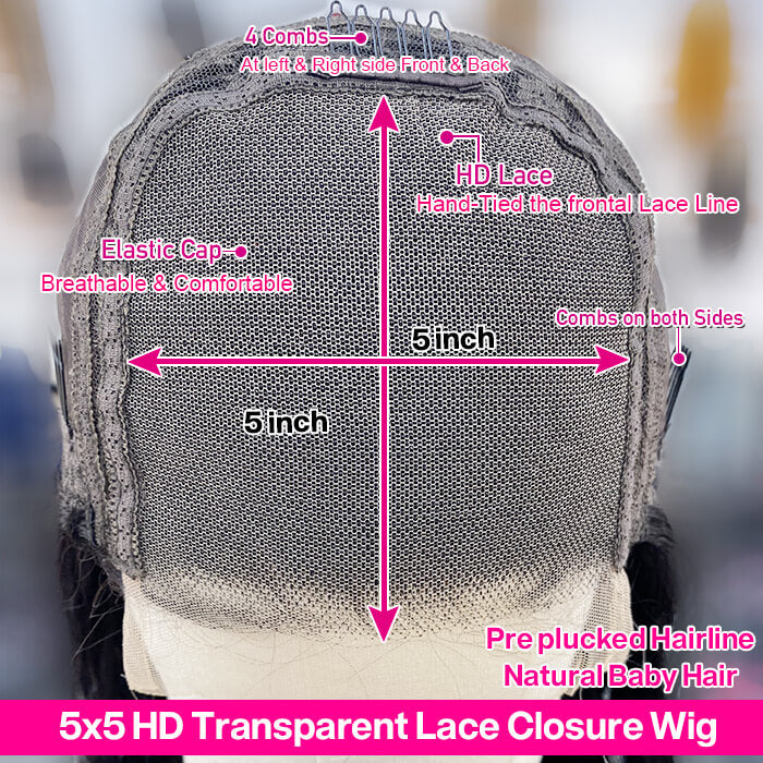 5×5 Lace Closure Wig Curly Human Hair Wig High Density Wigs