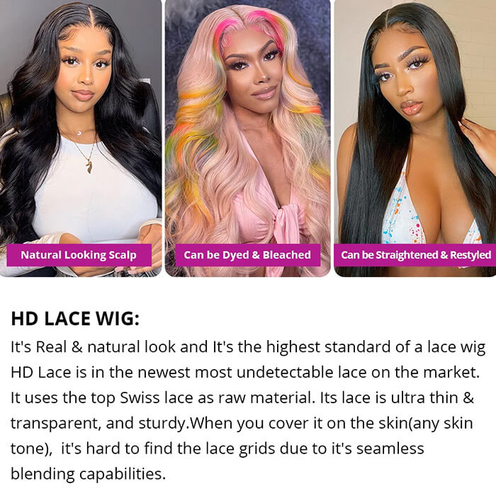 Body Wave Wigs 5x5 HD Lace Closure Wigs Pre Plucked Top Grade Human Hair Wigs