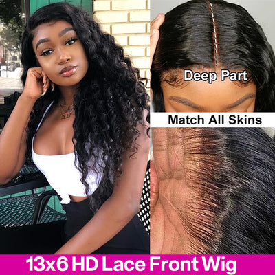 13x6 HD Transparent Lace Front Wigs High Quality Loose Deep Wave Human Hair Wigs