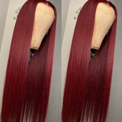 99J 4x4 Lace Closure Burgundy Human Hair Wigs