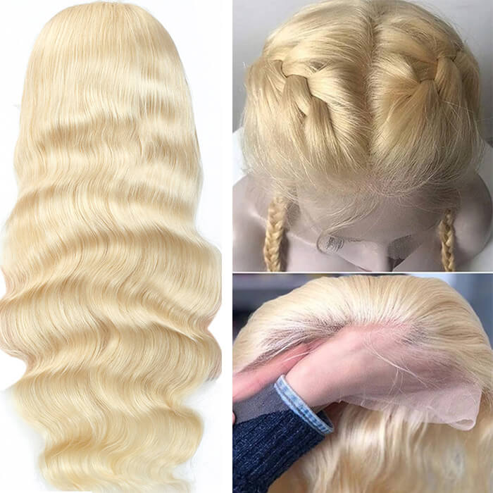 4x4/13x6 Lace Front Wig 613 Blonde Body Wave Wigs Glueless Wigs With Baby Hair
