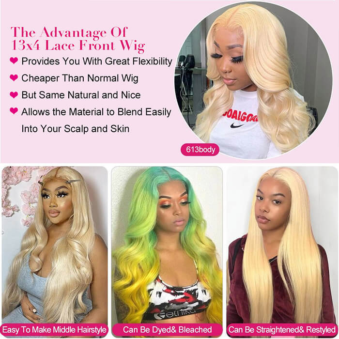 13x4 HD Lace Frontal Wig 613 Honey Blonde Brazilian Body Wave Lace Frontal Wig for Women