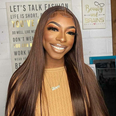 【50% OFF】#4 Brown HD Lace Front Wig