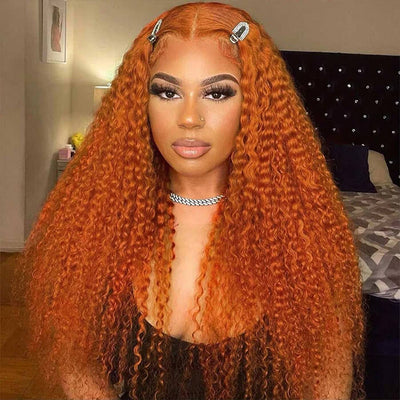 Orange Ginger Color 13x4/13x6 HD Lace Front Wigs Curly Human Hair Wig
