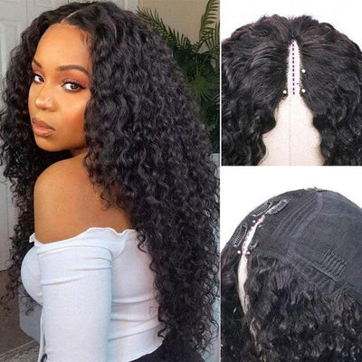 Water Wave Human Hair Wig Upgrade V part Wig Without Leave out
