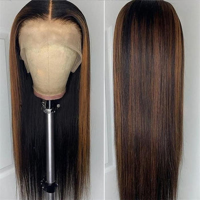Balayage Highlight 13x4 HD Lace Wigs #1B/30 Straight Human Hair Wigs