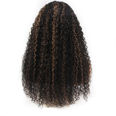 4C Edges Hairline Wig Honey Blonde Highlight Wig 13x4 5x5 HD Lace Front Jerry Curly Human Hair Wigs