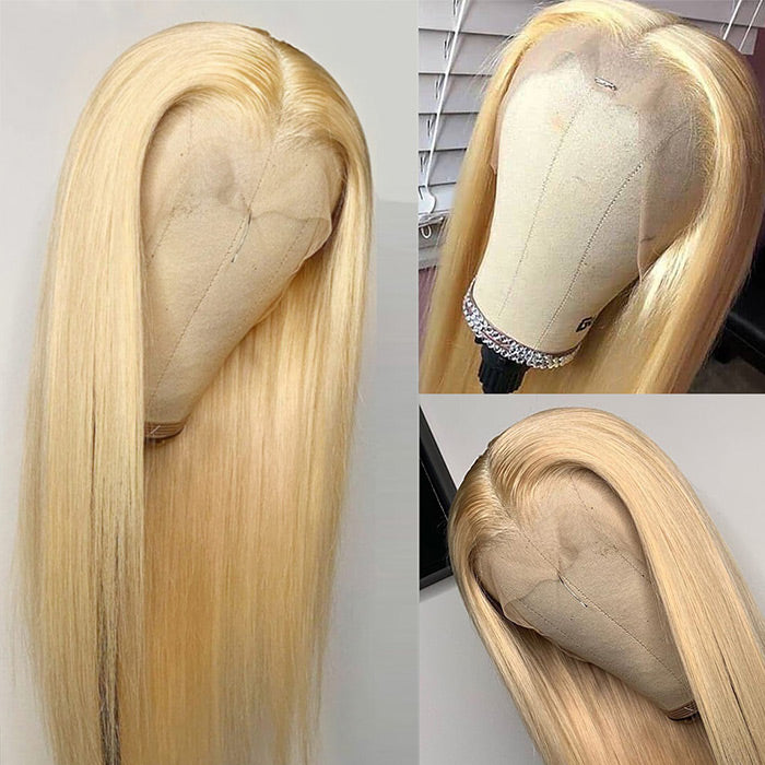 13x4/13x6 613 Blonde Lace Frontal Wig Bone Straight Lace Wigs Preplucked With Baby Hair