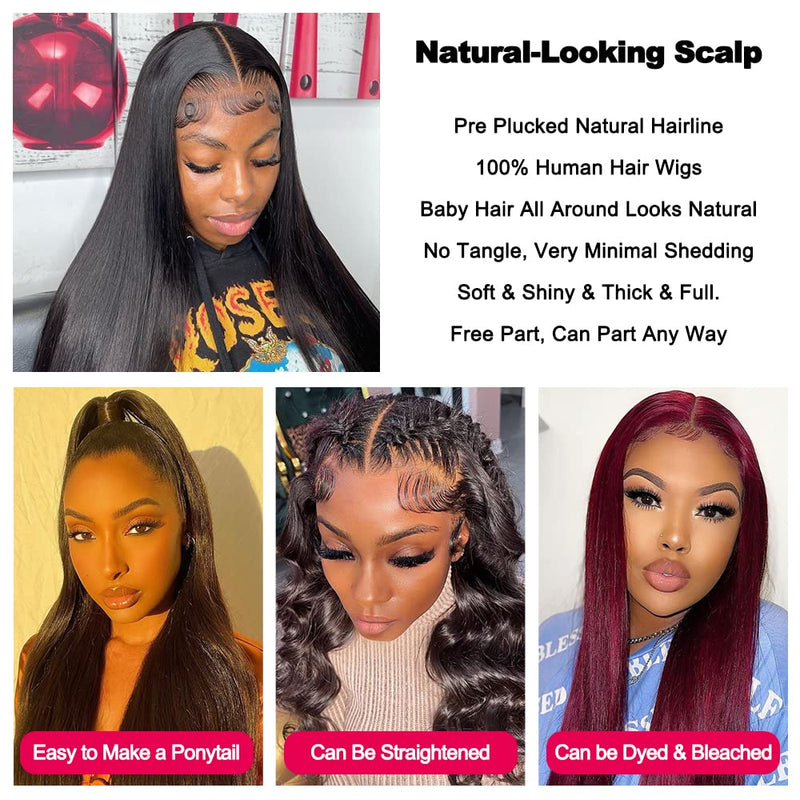 Real HD Lace Wigs Glueless Straight Human Hair 13x4 Lace Front Wigs Pre Plucked