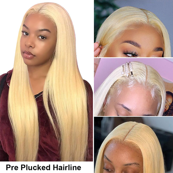 13x4/13x6 613 Blonde Lace Frontal Wig Bone Straight Lace Wigs Preplucked With Baby Hair