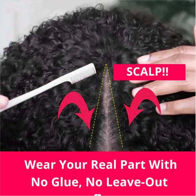 Curly Human Hair Wig Upgrade V part Wig Without Leave out