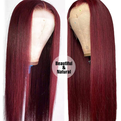 99j Burgundy Wig 13x4 HD Lace Front Wigs Straight Human Hair Wigs
