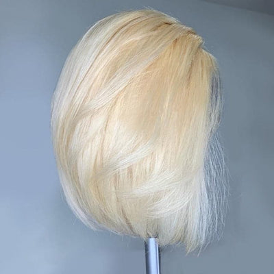 613 Blonde Straight Bob Wigs Human Hair Pre Plucked Glueless Lace Front Wig