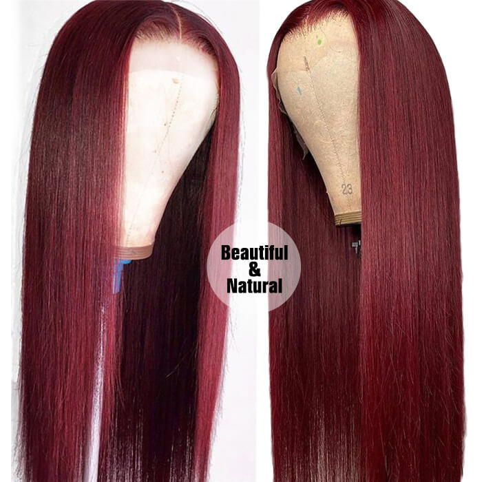 99j Burgundy Wig 13x4 HD Lace Front Wigs Straight Human Hair Wigs