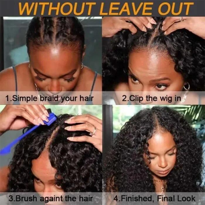 Water Wave Human Hair Wig Upgrade V part Wig Without Leave out