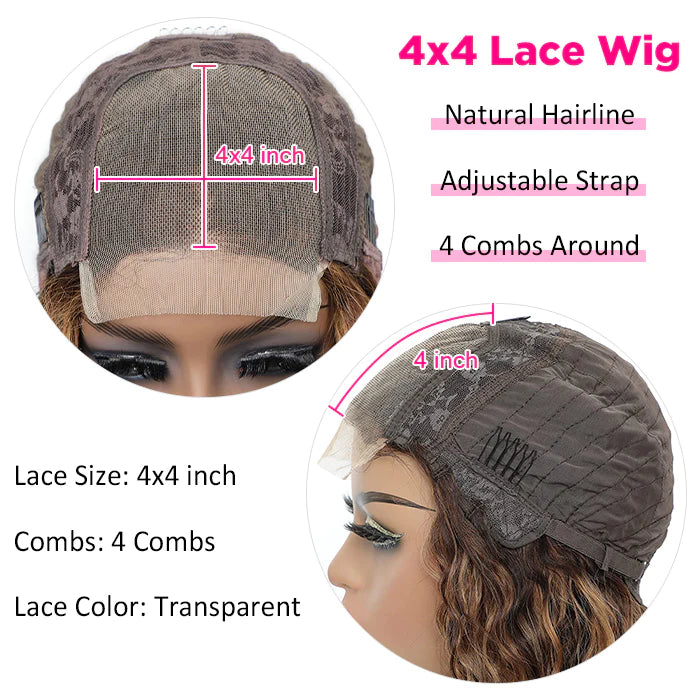 Buy One Get One Free Deep Wave 4/27 Highlight Wig + 12A Grade Straight Bob wig