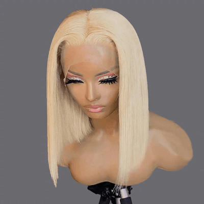 613 Blonde Straight Bob Wigs Human Hair Pre Plucked Glueless Lace Front Wig