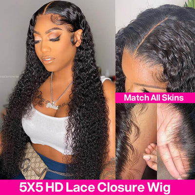 5×5 Lace Closure Wig Curly Human Hair Wig High Density Wigs