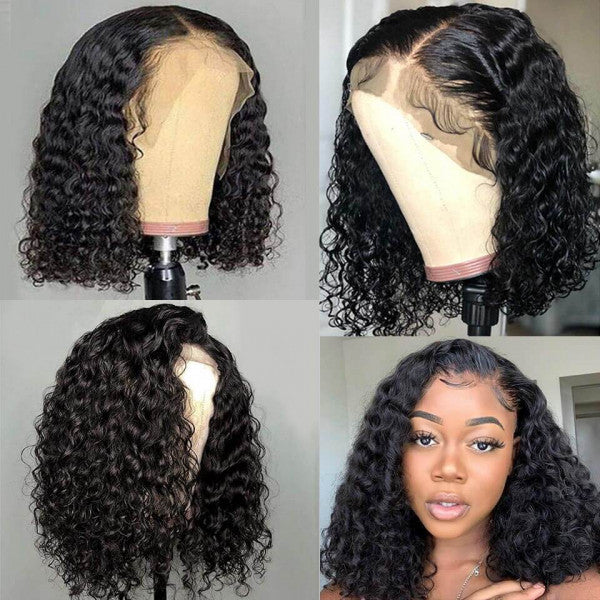 【50% OFF】Water Wave Bob Wig HD Lace Frontal Wigs  Short  Cut Wig 12Inch 150% Density