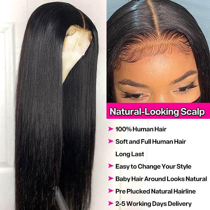 5x5 HD Lace Closure Wigs Straight Pre Plucked Lace Front Human Hair Wig