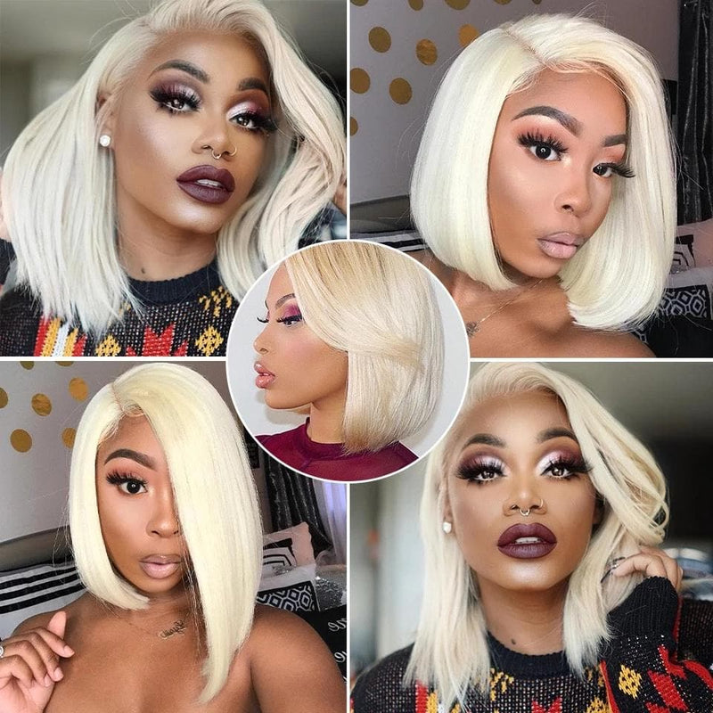 613 Blonde Straight Bob Wigs Human Hair Pre Plucked Glueless Lace Front Wig