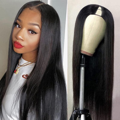 V Part Wig Free Part Thin Part Wig Straight Human Hair Wig Upgrade U part Wig Without Leave out