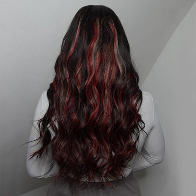 Multi Color Ombre Highlights 13x4 Lace Front Wig Red And Blonde Body Wave Wigs