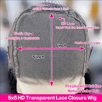 Highlight 4/27 Straight 5x5 Lace Front Human Hair Wigs Glueless Lace Wigs