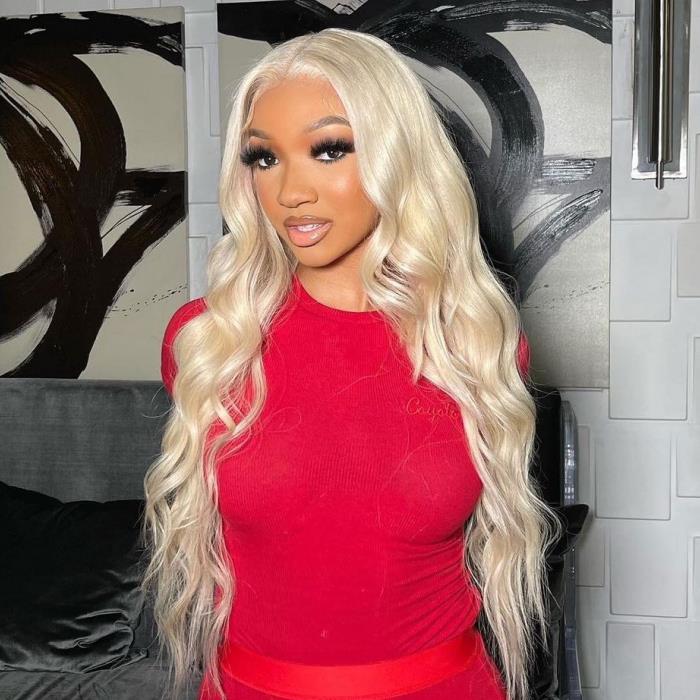 13x4 HD Lace Frontal Wig 613 Honey Blonde Brazilian Body Wave Lace Frontal Wig for Women