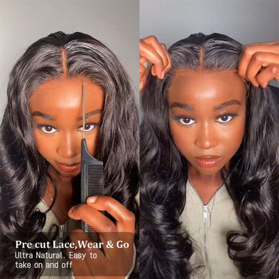 Air Wig Pre Cut HD Lace Closure Wig Body Wave Human Hair Wig Wear & Go Glueless Wigs With Breathable Cap