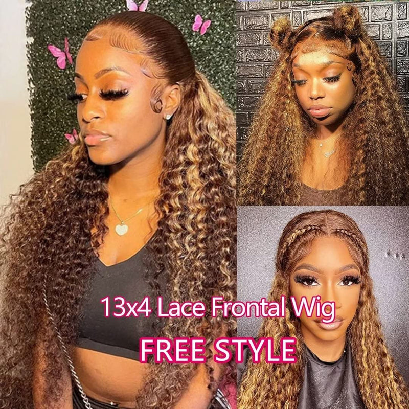 Celebrity Style Curly Wigs Top Grade Highlight 