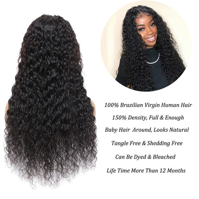 $89.9 Super Deal |  24Inch Water Wave 4x4 Transparent Lace Closure Wigs (No Code Available)