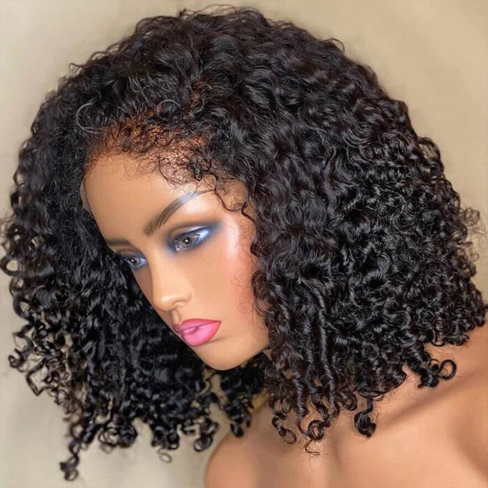 Hedy Hair Type 4C Hairline Glueless Curly 13x4 HD Lace Front Bob Wig With Curly Edges Baby Hair