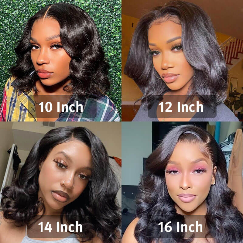 Glueless Body Wave Bob Wigs 12A Grade Short Cut Style 13x4 Lace Front Wigs