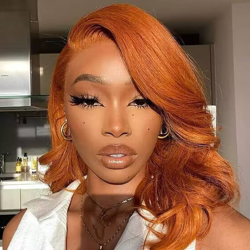Ginger Color Body Wave Wig 13×4 Lace Front Wigs Glueless Human Hair Wig