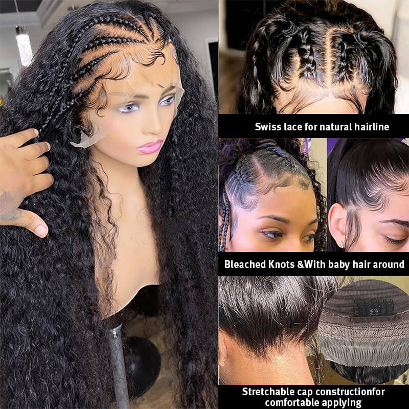 360 Lace Frontal Wigs Pre Plucked Curly HD Lace Human Hair Wigs