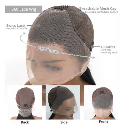 360 Lace Frontal Wigs Pre Plucked Curly HD Lace Human Hair Wigs