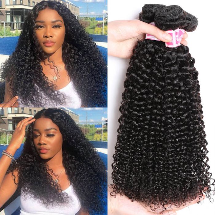 Curly Virgin Human Hair Weft 3 Bundles 100% Unprocessed Virgin Human Hair Extension